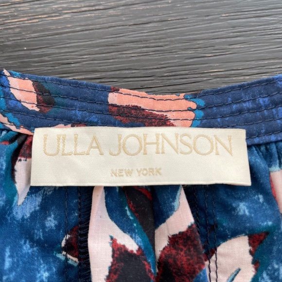 ULLA JOHNSON Size 2 Loli Pleated Printed Cotton Short Sleeve Blouse in Mirage - Picture 5 of 7